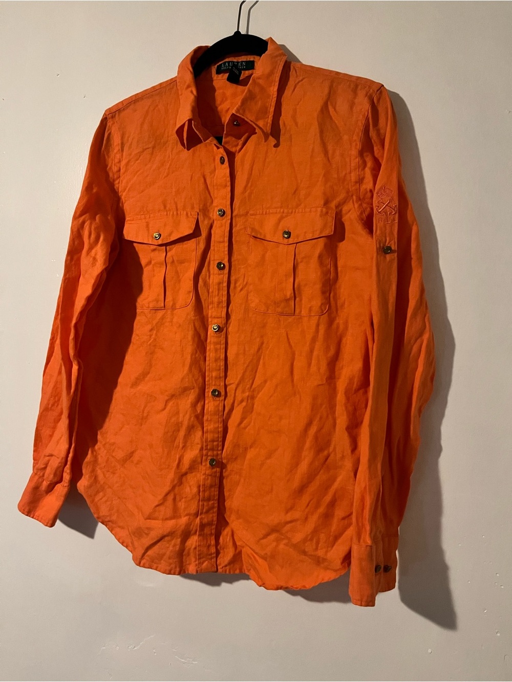 Ralph Lauren Orange Linen Button-Up Shirt - Picture 2 of 4
